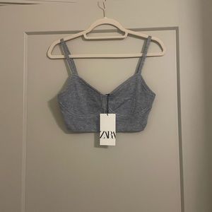 NWT Zara knit gray crop top size M